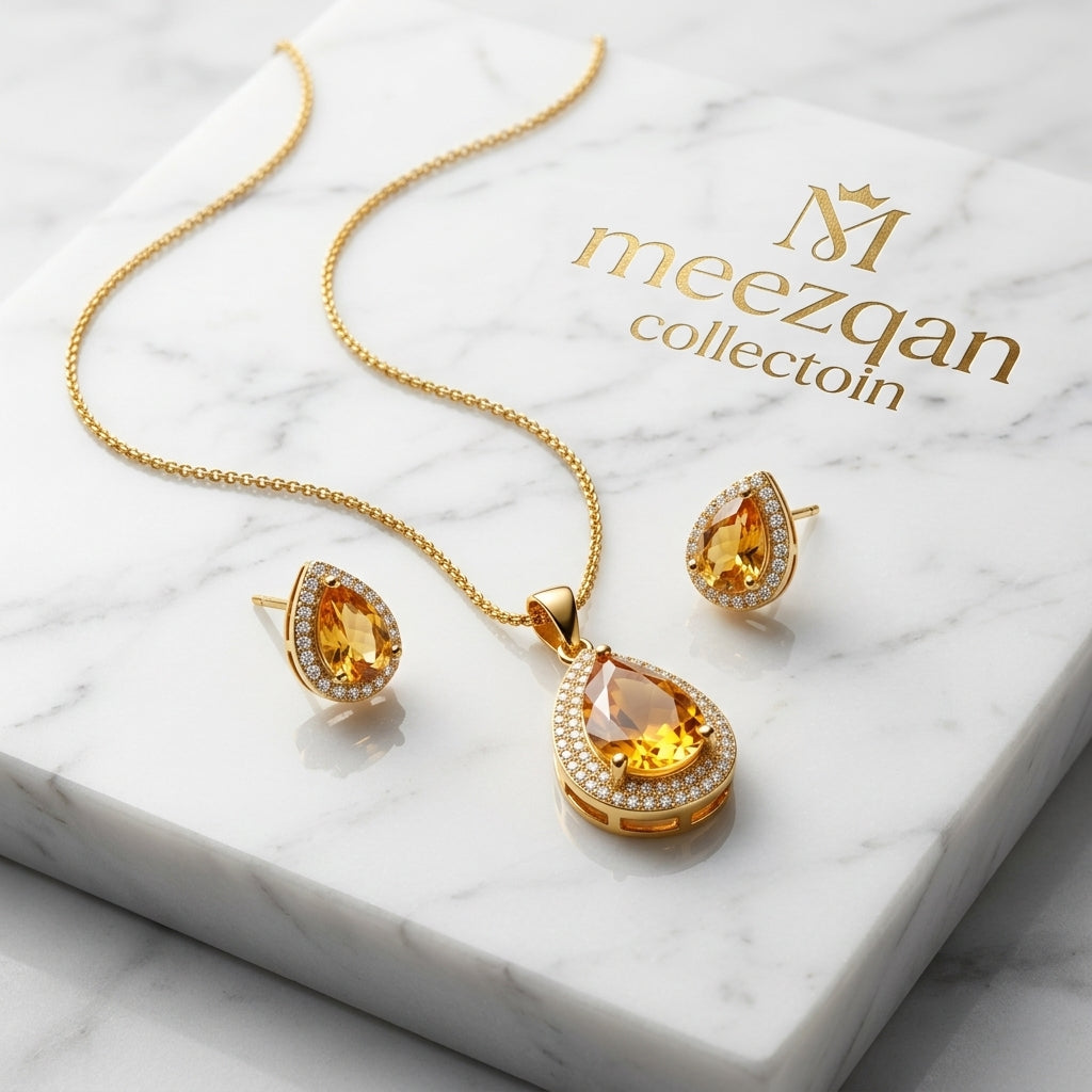 Meezqan Signature Floral Bloom: Premium Zirconia Jewelry Set