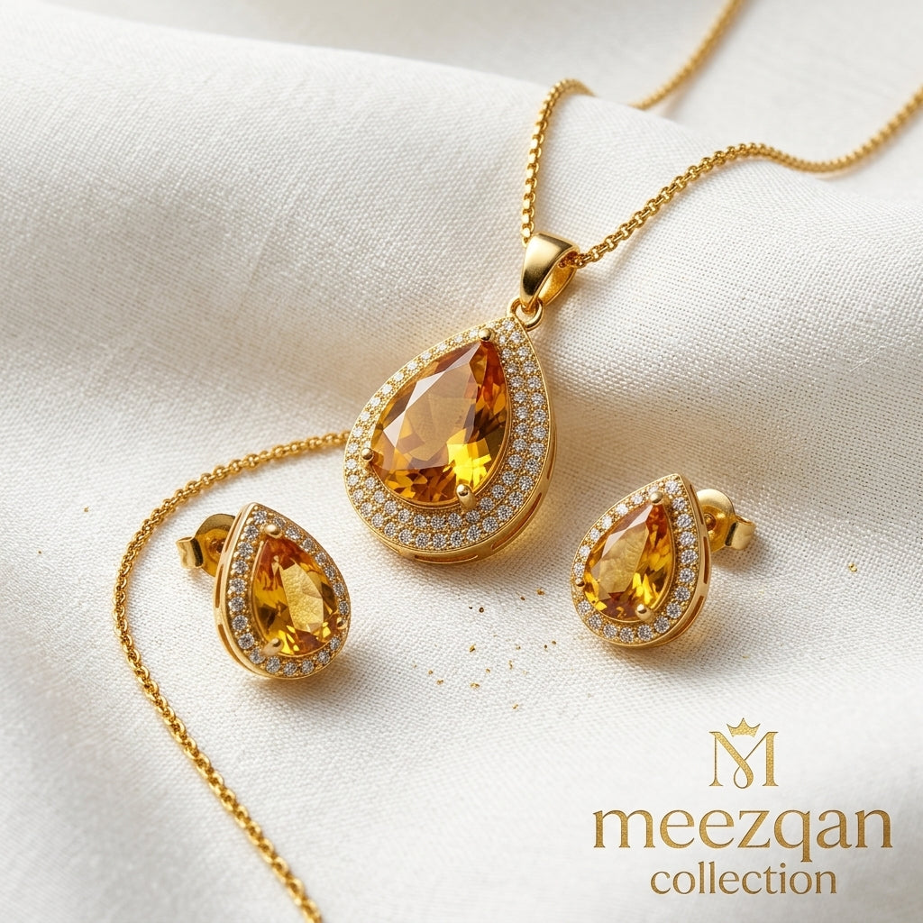 Meezqan Signature Floral Bloom: Premium Zirconia Jewelry Set