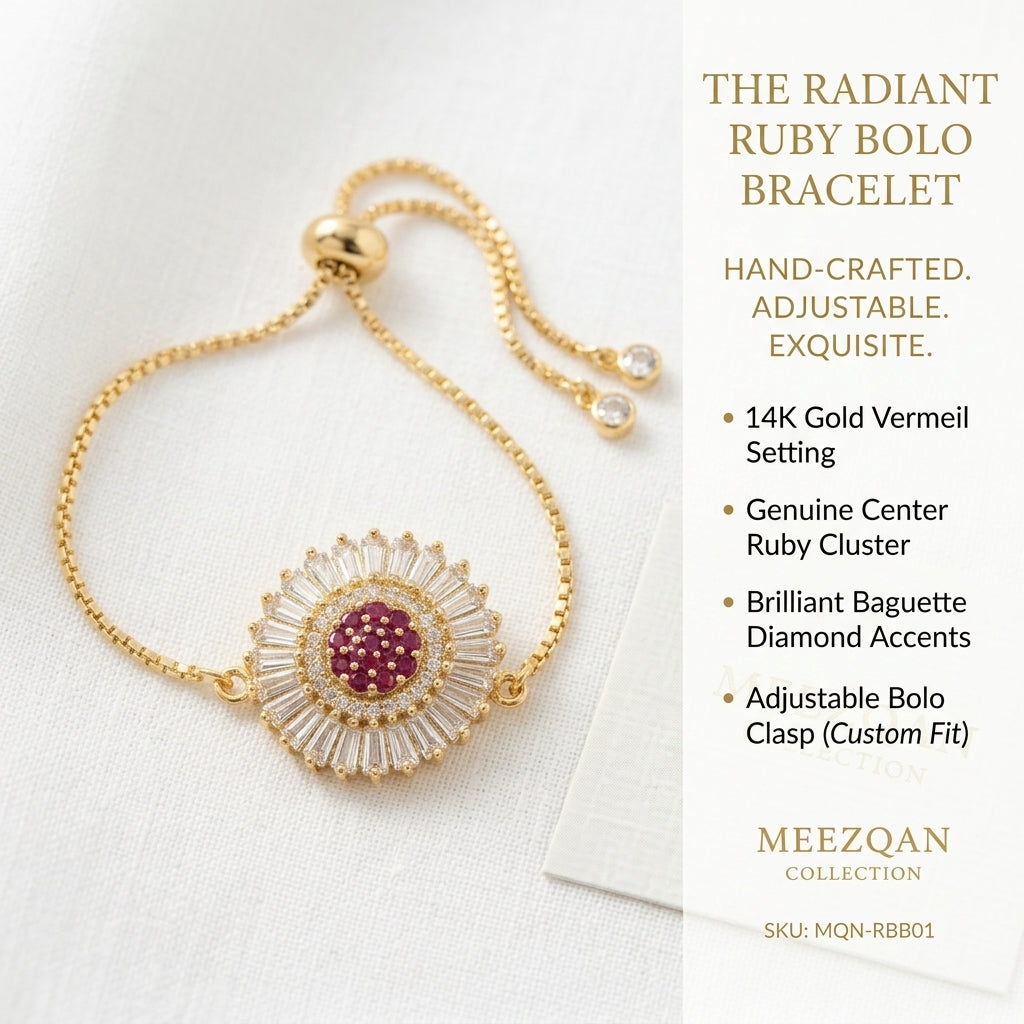 Meezqan Collections 18K Gold Plated The Radiant Ruby Bolo Bracelet